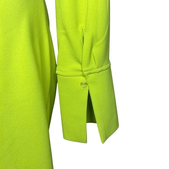 H&M Lime Green Long Sleeve Draped Shirt Dress Size S Button Front Ruched V-neck - Picture 13 of 15